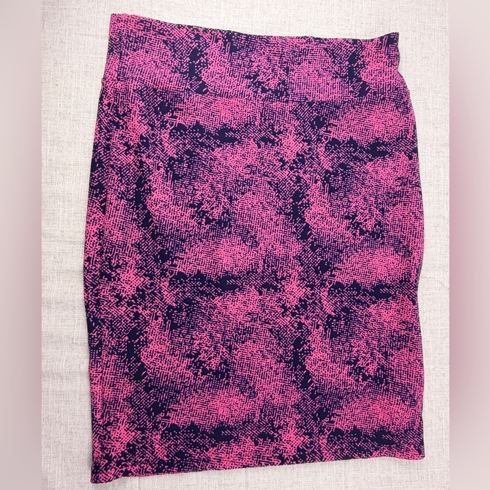 LuLaRoe Pink and Black Midi Skirt